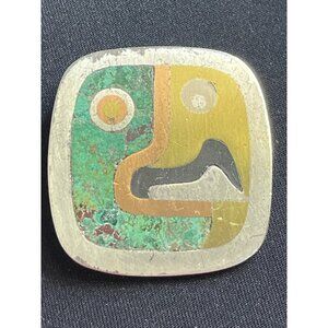 Los Castillo Sterling Silver Mixed Metals Parrot Pendant Brooch Signed 63